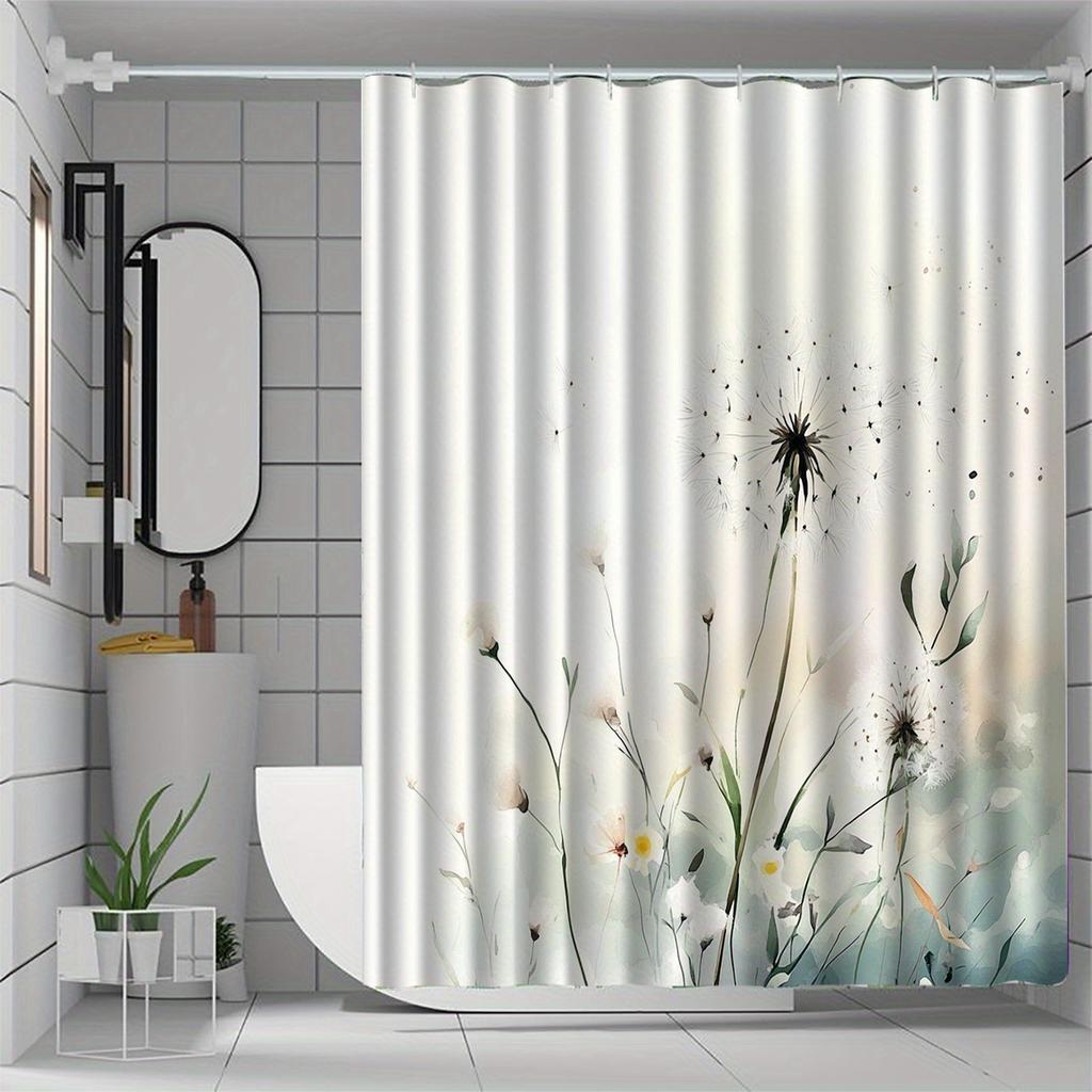 Dandelion Pattern Shower Curtain - Artistic Floral Design, Polyester, All-Season, Machine Washable, Bathroom Decor