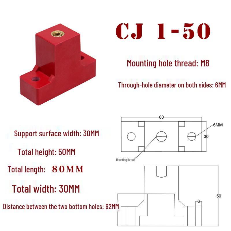 

Trapezoidal Neutral Wire Bracket with Red Step Insulator for CJ-50, CJ-60, CJ2-40, CJ3-30 Neutral Bar Support.