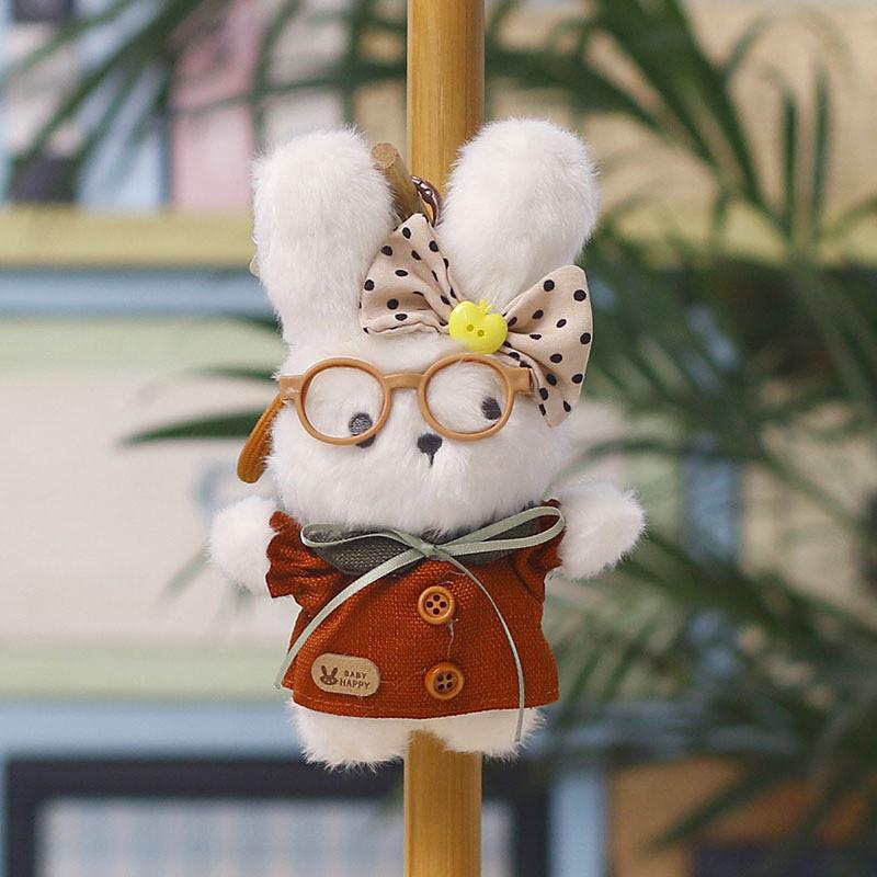 Plush Bunny Keychain With Cartoon Glasses For Bag Decor And Gifts