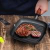 Cookware Cast Iron Square Grill Pan Steak Fry Pan with Wood Handle