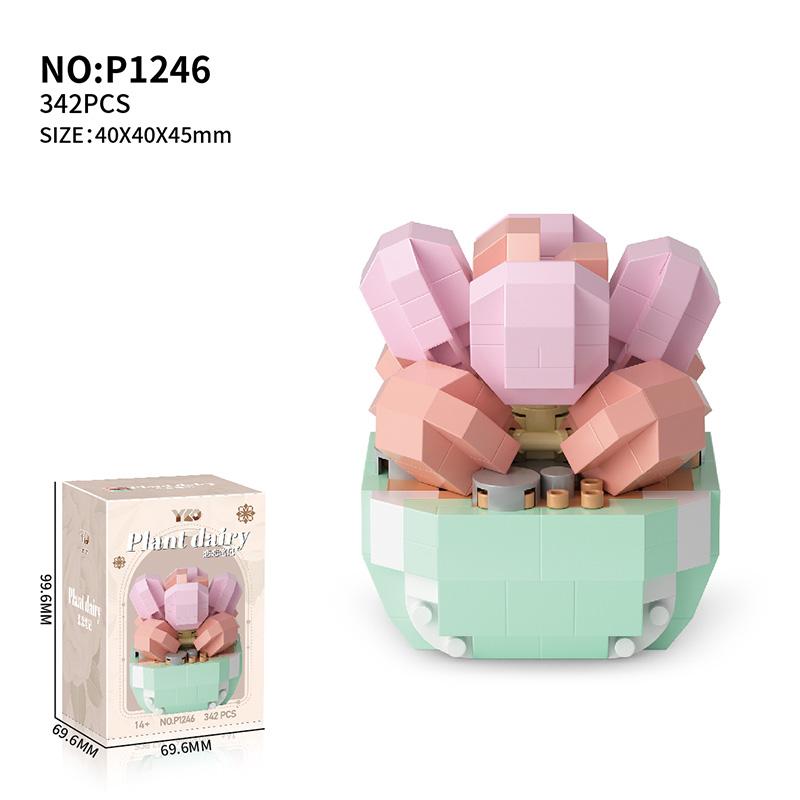 Flower Succulents Building Blocks Everlasting Flower Bonsai Tree Gardens Romantic Bricks DIY Potted Plants Model Kids Kits Toys