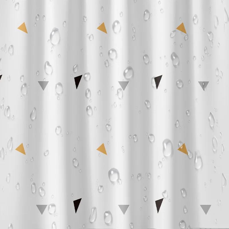 Shower Curtains Yellow Triangle Pattern White Bathroom Curtain Modern Style Waterproof PEVA Fabric with Hooks 111cm Simple