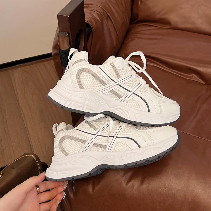 Summer breathable mesh thick-soled dad shoes women's 2025 new popular versatile lightweight soft-soled casual sports shoes