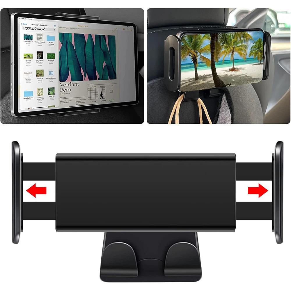 

For Tesla Model 3/Y Back Seat Phone Holder with 2 hooks 360° Rotate Stand Auto Headrest Bracket Support For Tablet PC iPad Mini