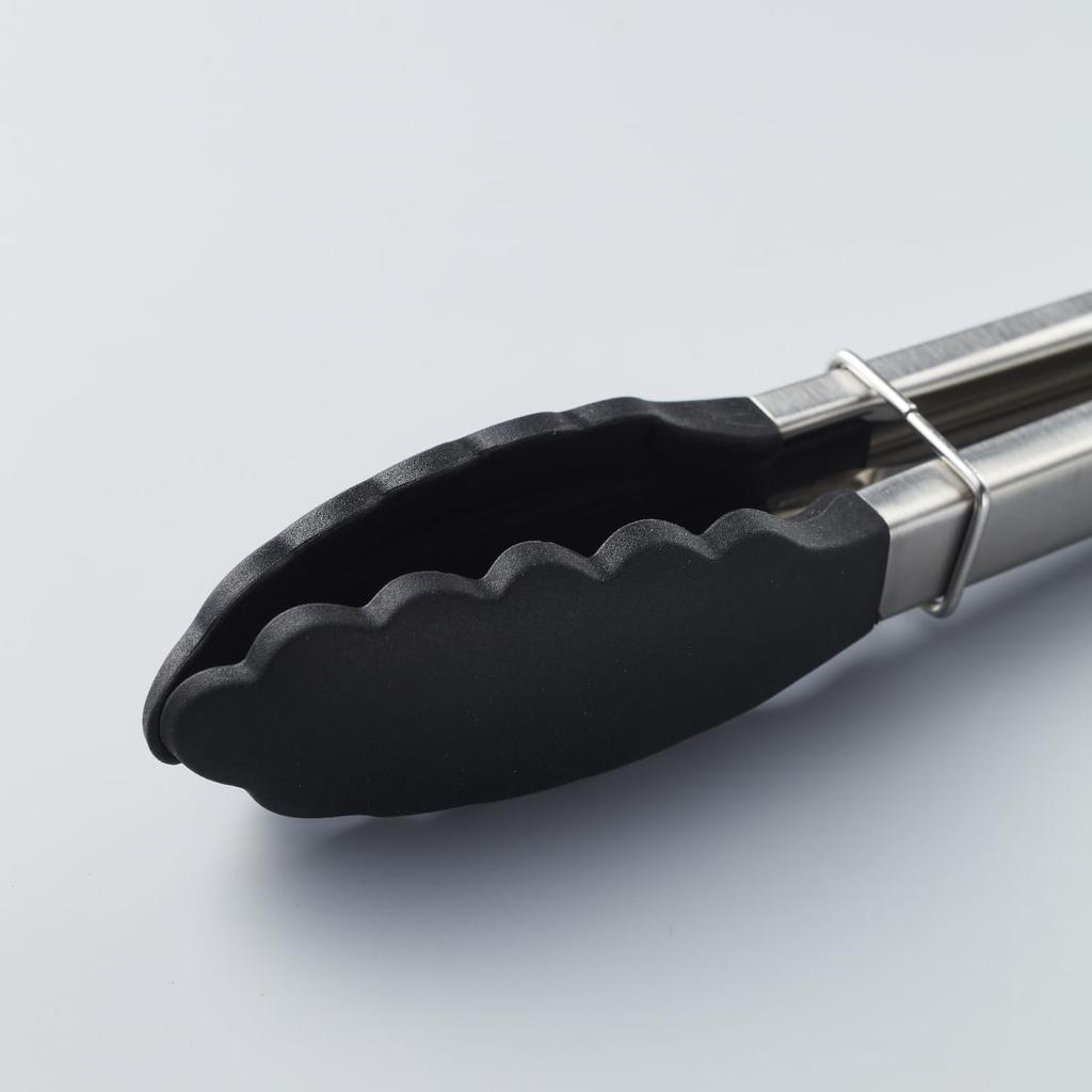 Kai Corporation KAI Kitchen Silicone Cooking with Dishwasher Made In DH8084 Tongs, 24cm, Stopper, Safe, Silver, Japan,