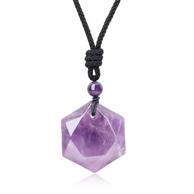 Amethyst Hexagram February Birthstone Necklace Unisex [Coai]