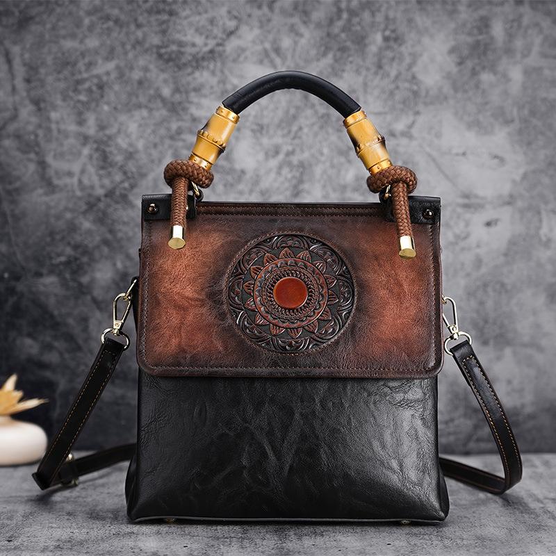 

Johnature винтажная женская сумка, классическая роскошная сумка с тотемным тиснением, универсальные кожаные женские сумки высокого качества на плечо чёрный