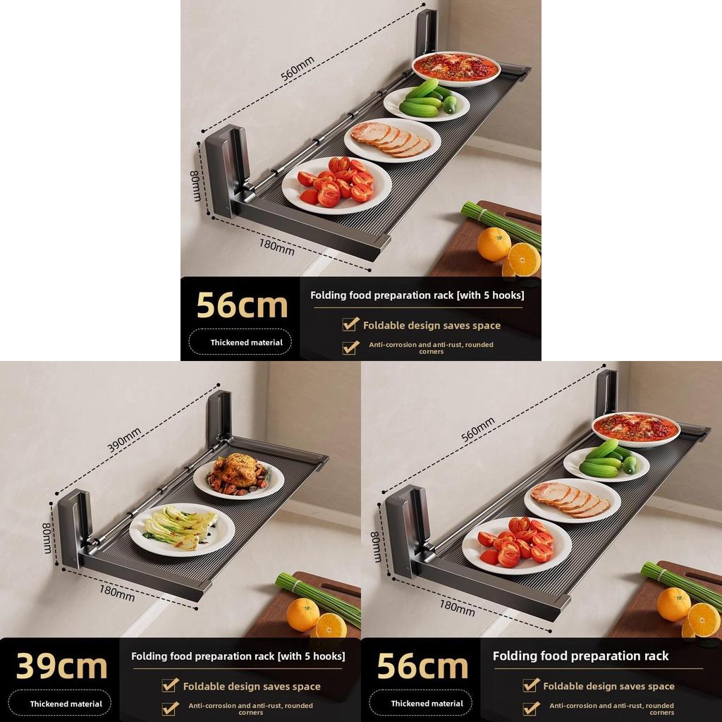 Modern Minimalist Aluminum Wall Mount Kitchen Storage Rack With Foldable Design For Home Use