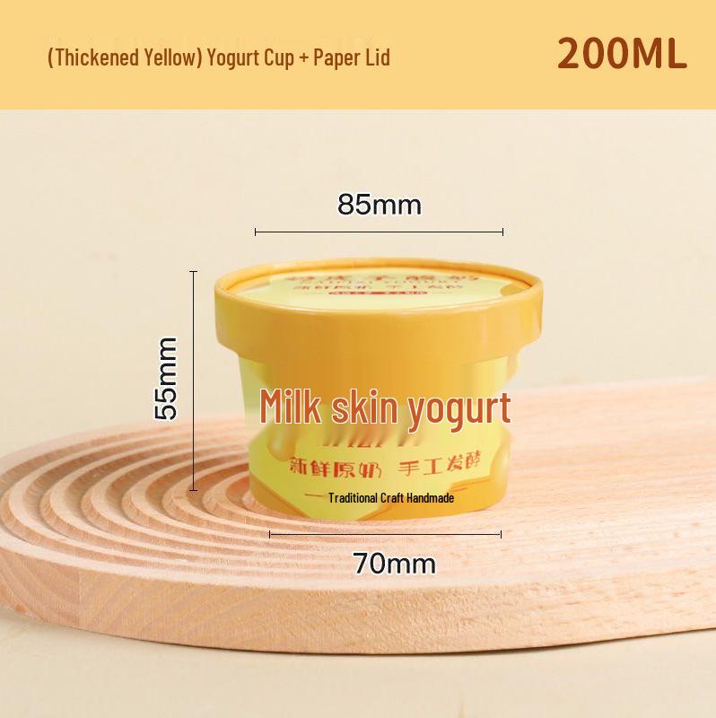 Disposable Yogurt Cup with Lid & Spoon - Thickened Food-Grade Paper for Fermentation
