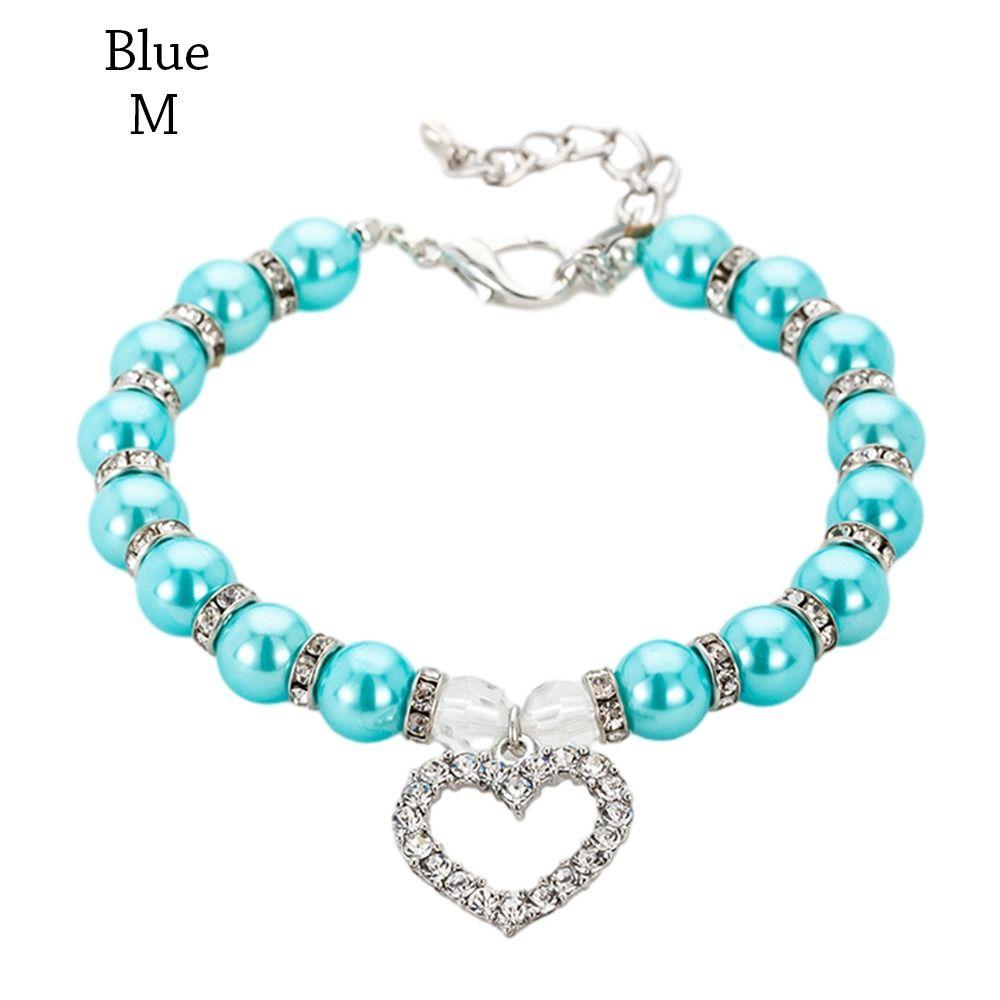 Adjustable Imitation Pearl Cute Dog Necklace Pet Dog Collar Jewelry Neck Chain For Dog Cats Luxury Diamond Pendant Accessories