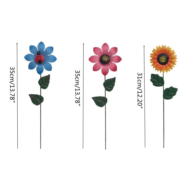 Metal Flower Stake Wrought Iron Floral Ornament Garden Art Decor Crafts for Home Indoor Outdoor Lawn Yard Decoration Gift