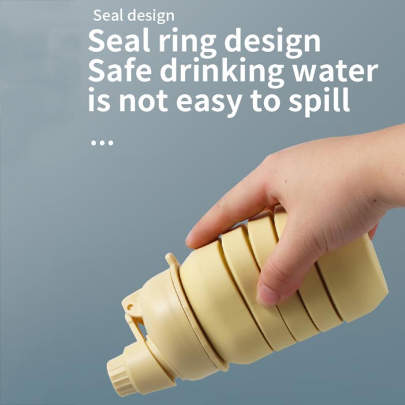 

500ml Collapsible Water Bottle Outdoor Camping Leakproof Silicone+PP Bottle (No FDA,BPA Free) Yellow
