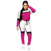 Fashion Women's Casual Color Splicing Long Sleeve T-Shirt Long Pants Sports Set