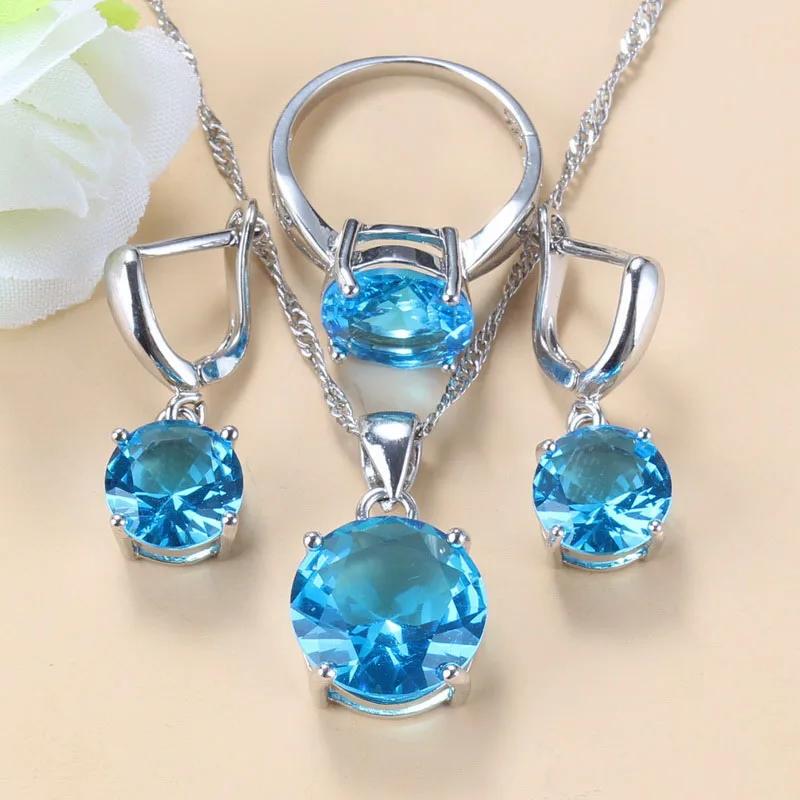 Prix de Gros Bague de Mariage Classique Ronde Bijoux de Mariée Ensemble Collier et Boucles d'Oreilles Zirconium Costume de Mariée Cadeau Femme 8 gray