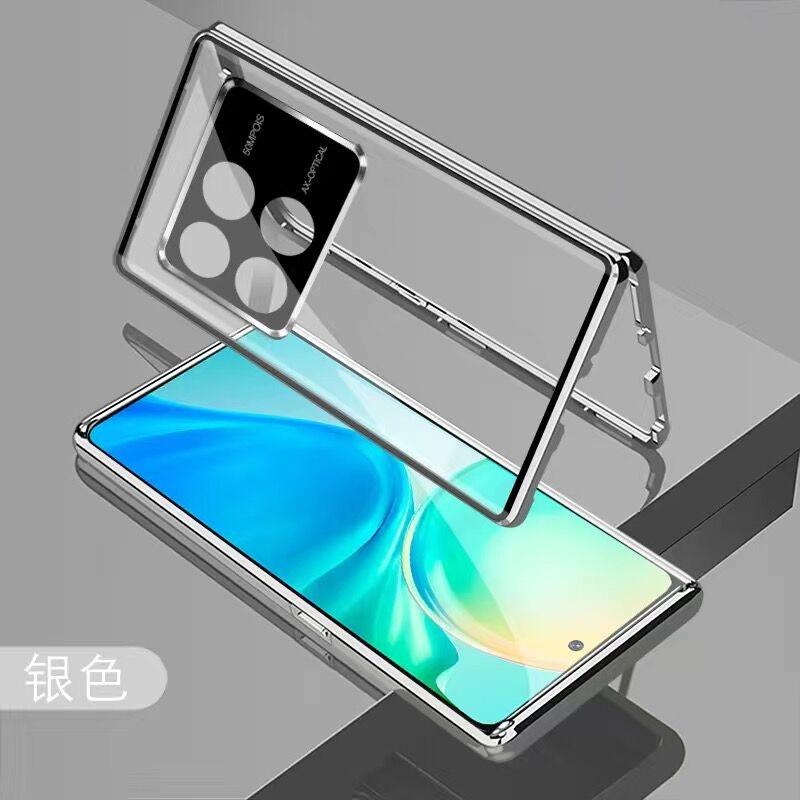 360 Full Case For Xiaomi POCO X6 Pro 5G Case Double Sided Magnetic Adsorption Metal Tempering Glass Protection Cover Bumper