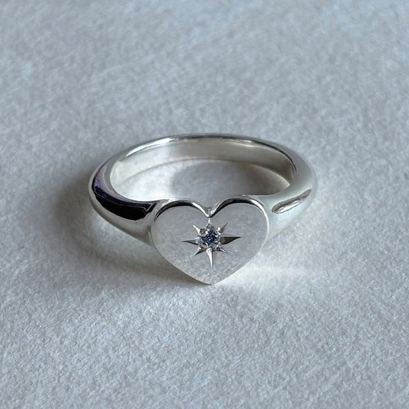 eveningbell [silver925] birthstone Love crest ring (glossy/2 colors)