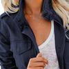 Versatile Women Jacket Solid Color Long Sleeve Lapel Coat Boyfriend Style Outerwear with Multiple Pockets