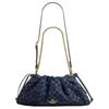 Coach Faye 38 Classic Presbyopia Brand Gold Logo Drawstring Closure Detachable Shoulder Strap Denim Handbag Large Women's Indigo