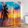 Seaside Landscape Shower Curtains Coconut Trees Tropical Leaves Sea Scenery Bathroom Decor Summer Hawaii Polyester Bath Curtain