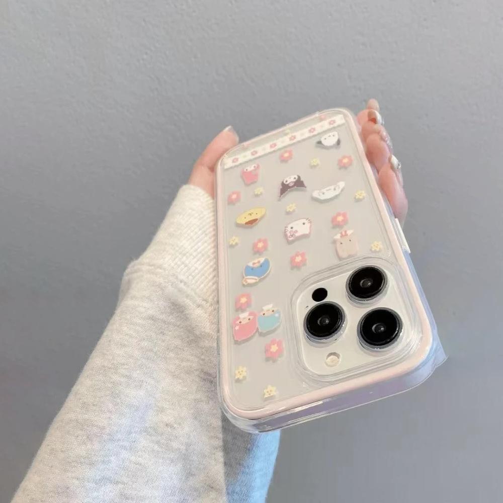 Ins Floral Cartoon Avatar for Apple iPhone 17 2-in-1 16 Mobile Phone Case 14 Cute 15 Girl 13