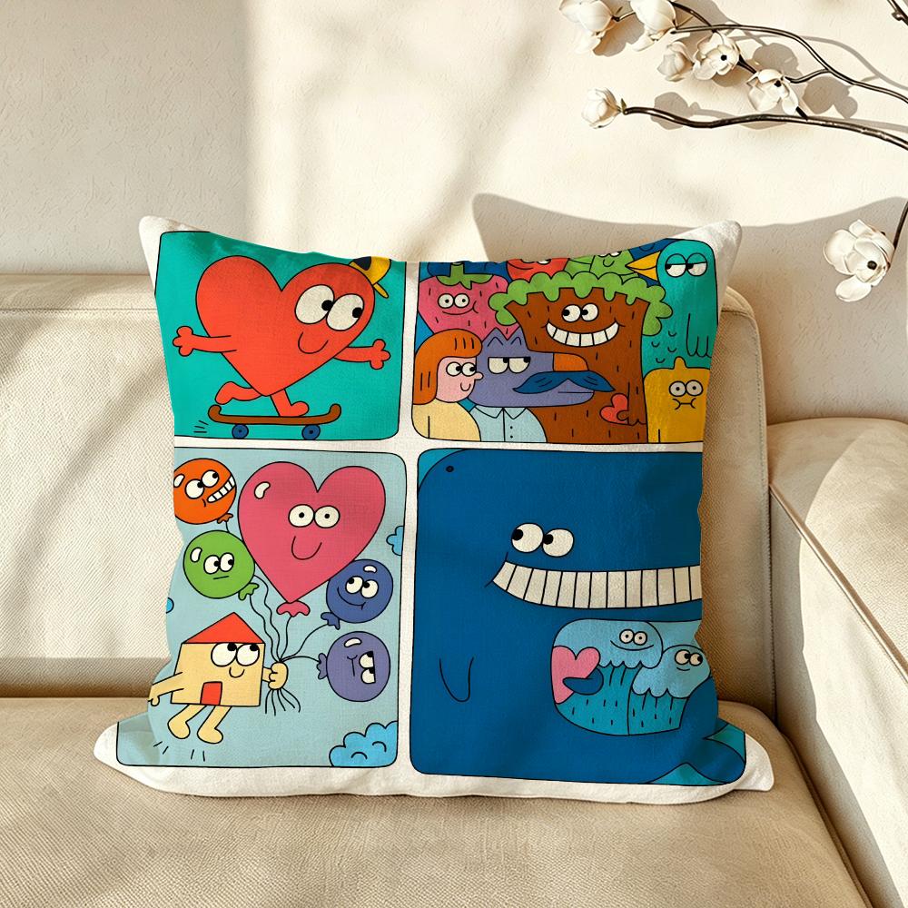 Art RRetro CCartoon Cushion Cover Pillow Case Antidustmite Pillowcase Silky Short Plush Sofa Cushion Cover hot
