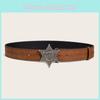 Star Silver Letter Buckle Texture Printed Pattern Belt For Both Men Women And