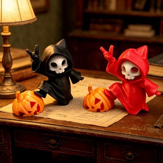 Halloween Ornament, Ghost Pumpkin Matte Texture Figure, 3D Printed Halloween Decoration for Desktop Bedroom Car Display