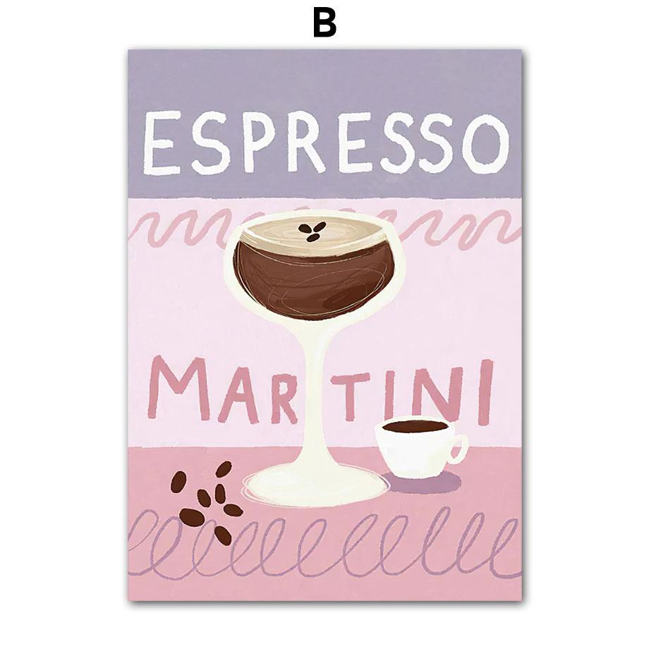 Koktejl Color Block Ručně malovaný Mojito Nástěnné umění Plátno Malba Plakáty a Tisky Severský Obývací pokoj Domácí Dekorace Nástěnná malba