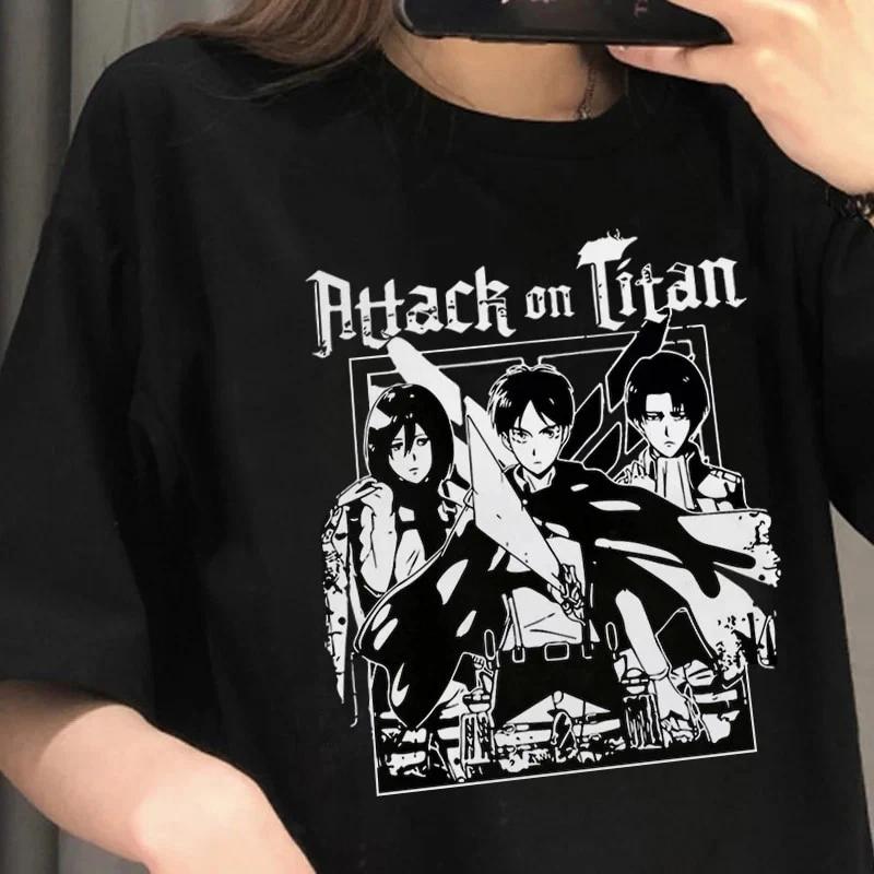 Anime Attack On Titan Trio Black TShirt S