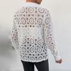 Spring Lace Blouses for Women Elegant Office White Shirt Long Sleeve Button Turn-down Collar Sexy Hollow Tops  Women's Clothing