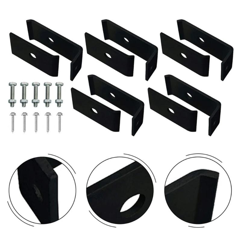 Completes Metal Grid Fence Fastener Set Includes 5 Brackets Screws Bolts For Outdoor Garden Installation