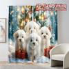 2pcs,Curtains Christmas Tree Cute Puppies Gift Print Modern Curtains Polyester Easy Install Curtains Art Deco Festive Ldeal for
