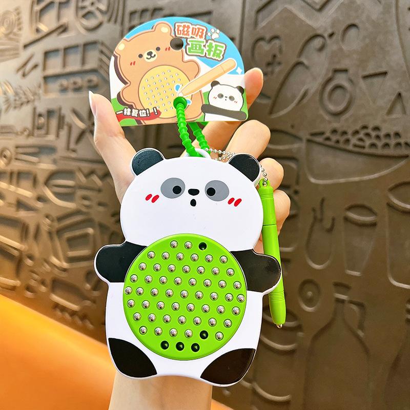 

Creative Cartoon Animal Magnetism Steel Ball Drawing Board Keychain Students Stress Relief Practical Toy Cute Drawing Board Gift