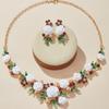 2 Pieces/set Bohemian Fashion Chain Flower Necklace Earrings, Women's Personalized Ethnic Style Festival Accessories Gift