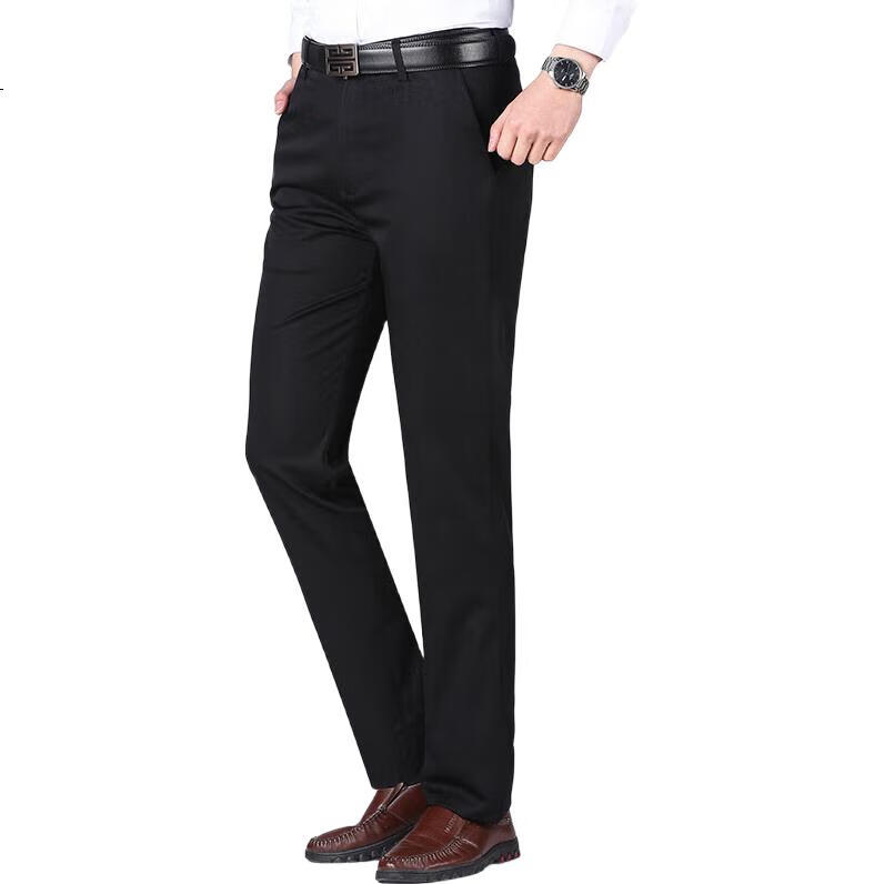 TUCANO Casual Pants for Men, Business Formal Wear, Dad Style, Wrinkle-Free Dress Pants, Spring And Summer Lightweight Trousers, Black, Size 29