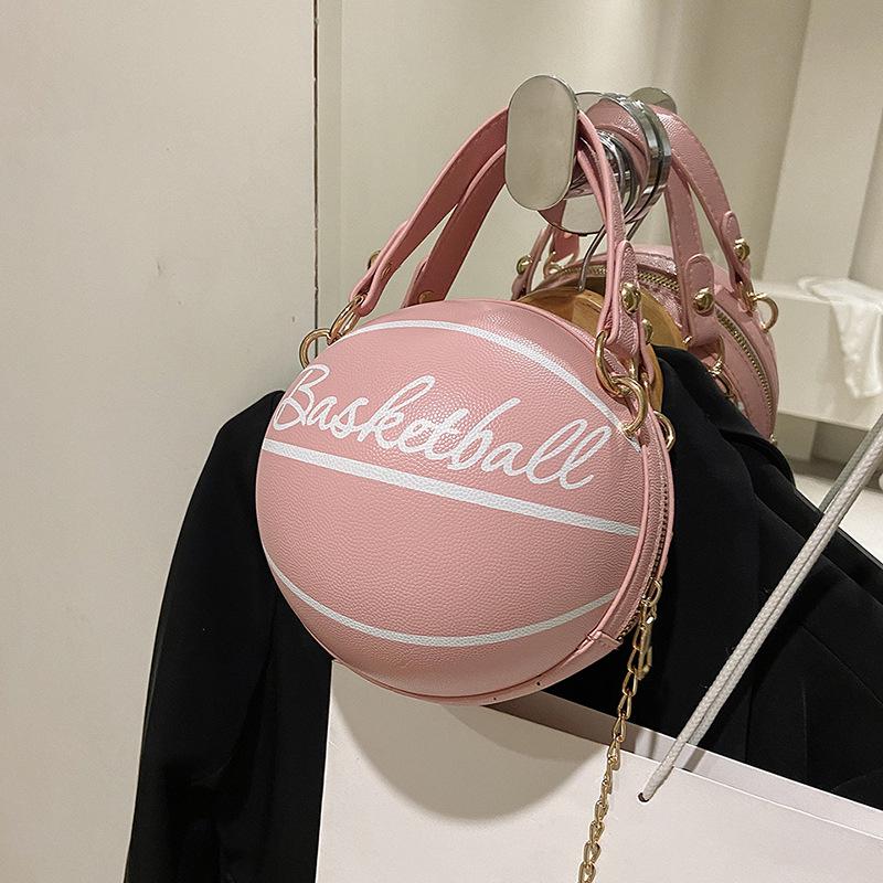Dámská podzimní/zimní řetízková kulatá crossbody kabelka - Basketbalový/módní design