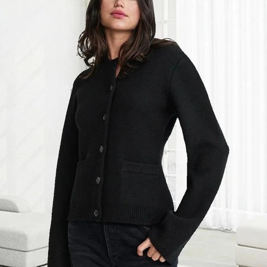 

Women s Knit Cardigan Overcoat Lazy Style Waist Fitting Crew Neck Sweater Women s Spring and Autumn Clothing XXL чорний