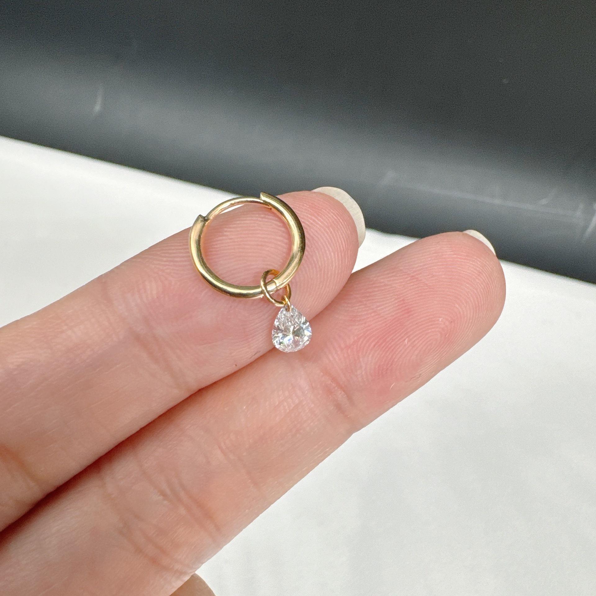 A Drop of Tear: 18K Gold-Plated S925 Sterling Silver Zirconia Ear Cuff Hoop Earring, Jennie Style 18K Gold Pair