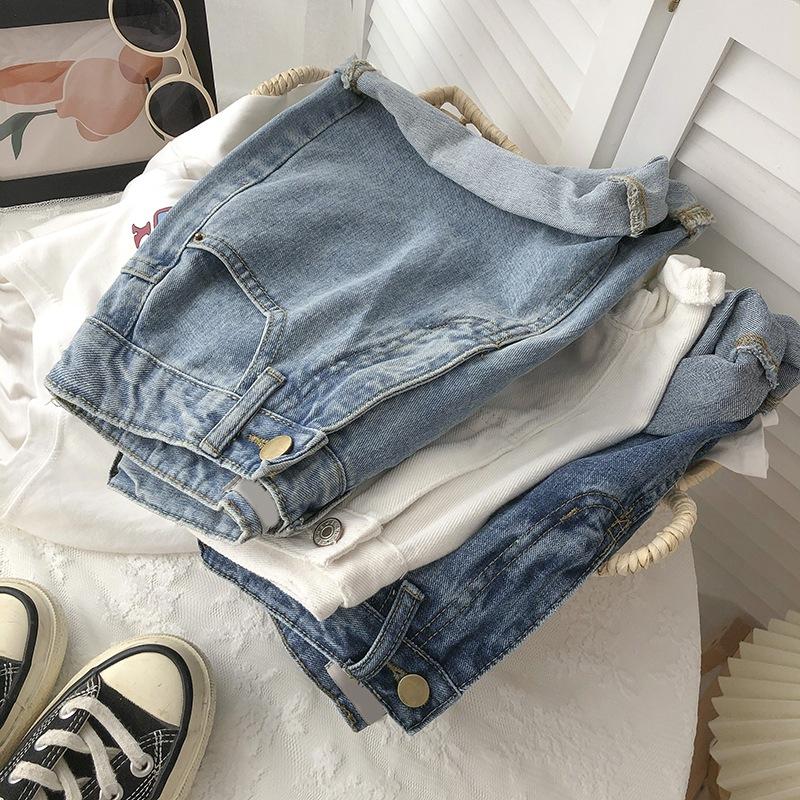 Classic and Minimalist Fashion Versatile Rolled Edge Female Summer Outside Wear Thin High Waist Casual Loose Wide Leg Denim Shorts Individuality