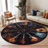 Rock Guitar Round Area Rug, Non-Slip Washable Music Carpet, Vintage Guitar Collection Print Floor Mat for Patio Living Ro