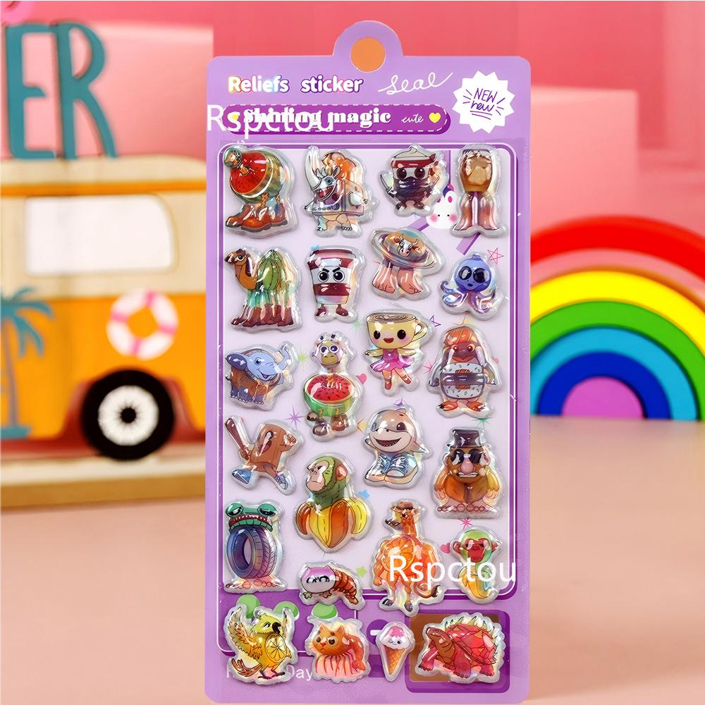 Funny Italian Brainrot Bubble Stickers Tung Tung Tung Sahur 3D Decals Toy Waterproof Cute Animal Sticker DIY Phone Diary