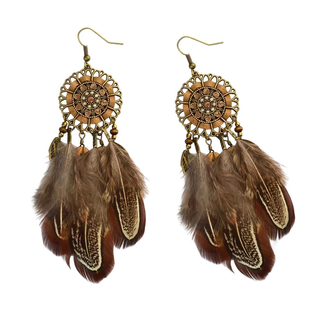 Stylish Dangle Earrings Bohemian Jewelry Daily Wear Accessory Tassels Earrings Feather Texture for Fashion Outfits