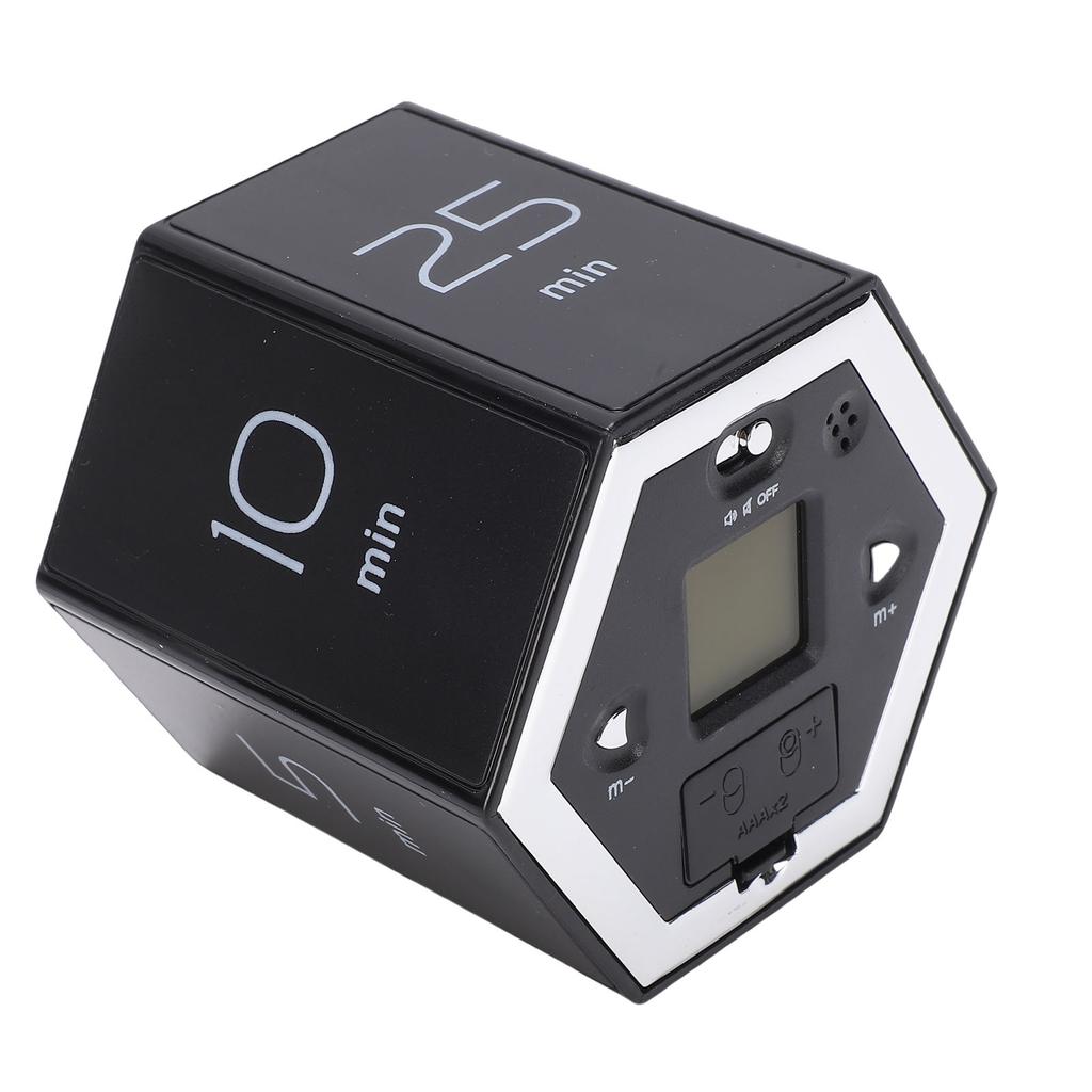 Rotating Timer 60 Minutes Preset Magnetic Hexagon Desk Flip Productivity Timer for Kitchen Cooking Studying