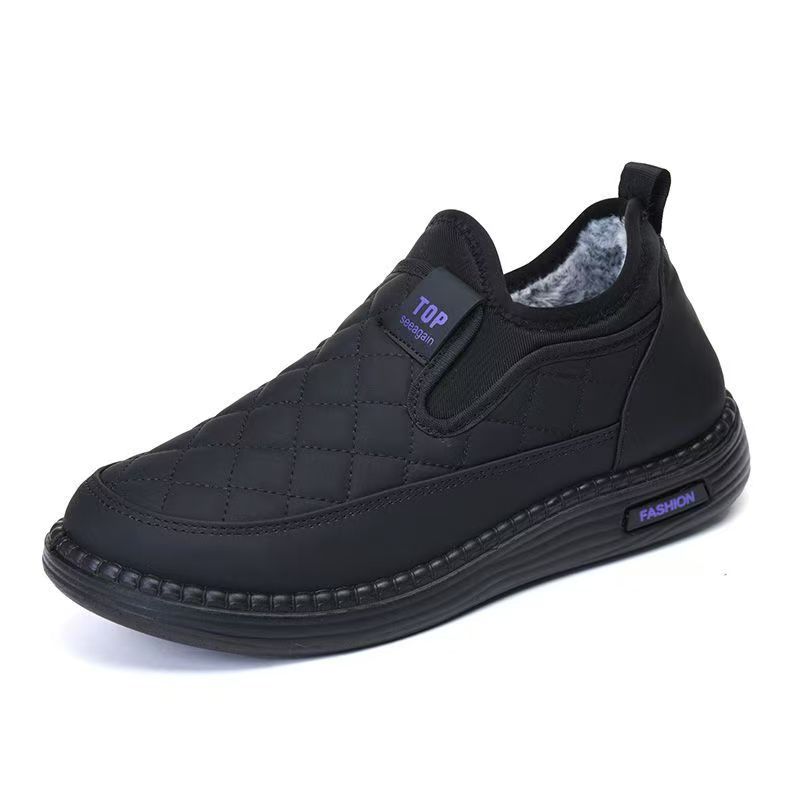Women's Winter New Low Top Flat sole Cotton Shoes Soft Sole Non Slip Waterproof Plush Warm Slip On Round Toe Elderly Snow Boots