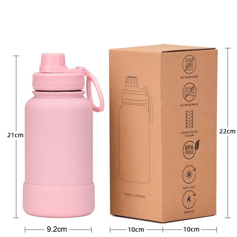 650Ml Stainless Steel Thermos Cup Non-Slip Outdoor Portable Water Cup Simple Wide Mouth Sports Kettle
