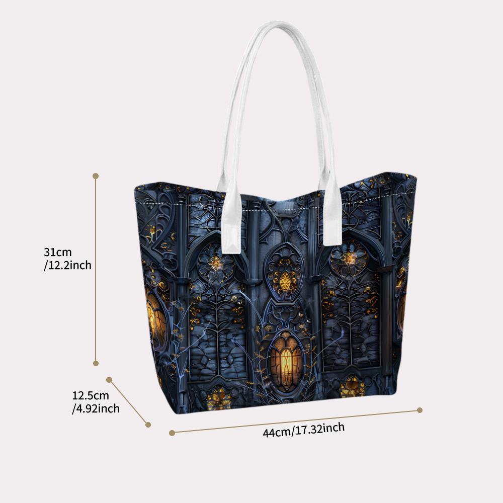 Gothic Window Pattern Tote Bag Retro Stylish Daily Shoulder Bag for Women