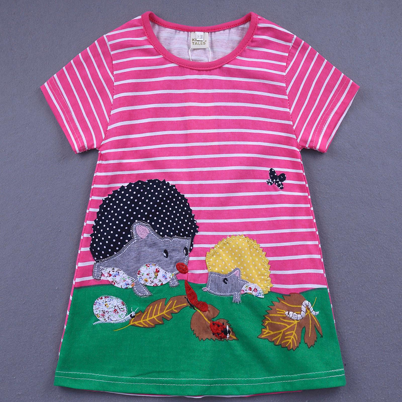 

Платье Хлопковое для Девочек с Короткими Рукавами Повседневное Летнее Базовое Платье-сарафан для Игр 4Y