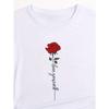 European sizes Floral and Letter Print Casual T-Shirt Love Yourself