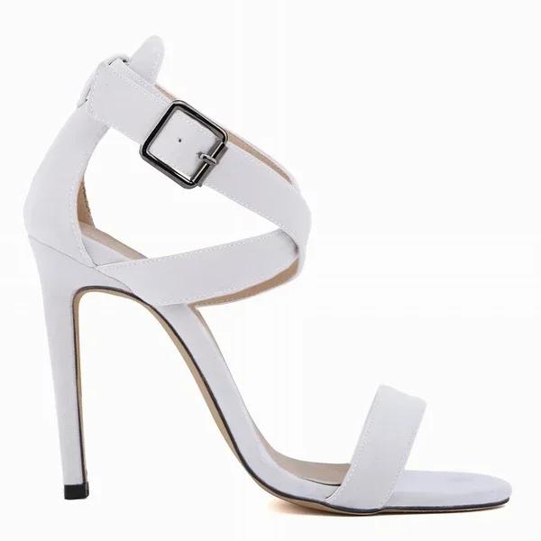 Women Sandals Stilettos  Summer Sexy Pumps 11cm Peep Toe Ankle Strap Velvet Thin High Heels Ladies Party Dress Wedding Shoes