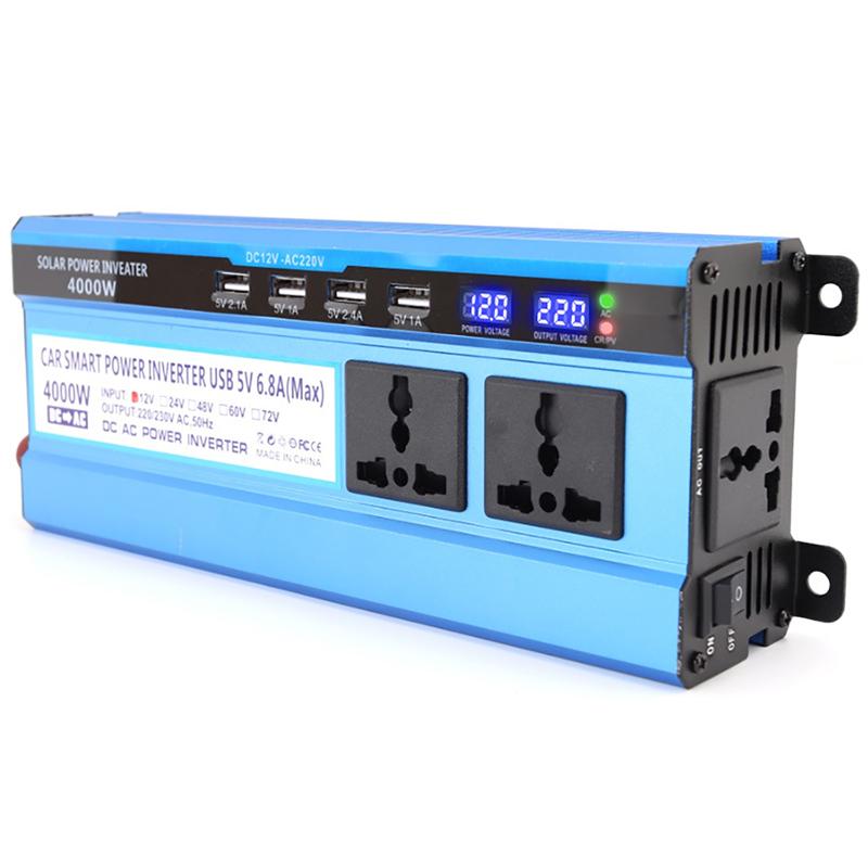 Modified Sine Wave Inverter 3000/4000/5000W Voltage Transformer 4 USB Ports LCD Display DC 12V/24V TO 220V Inverter Converter